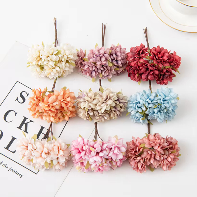 Künstliches Mini Nelken Bouquet aus Seide in Pink und Multicolour für Hochzeiten, Garten und Tischdekoration - Bild 2