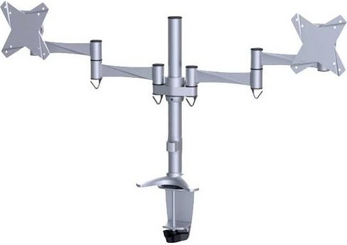 Neomounts FPMA-D1330DSILVER 2fach Monitor-Tischhalterung für 10 bis 27 Zoll in Silber mit 75x75 mm VESA-Standard - Bild 1