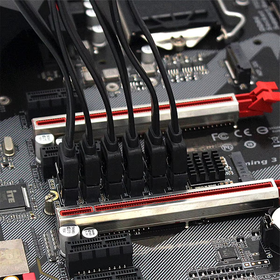 M.2 NVMe auf 6 Port SATA 3.0 Adapter Karte mit ASM1166 Controller für PC und Server, Schwarz - Bild 4