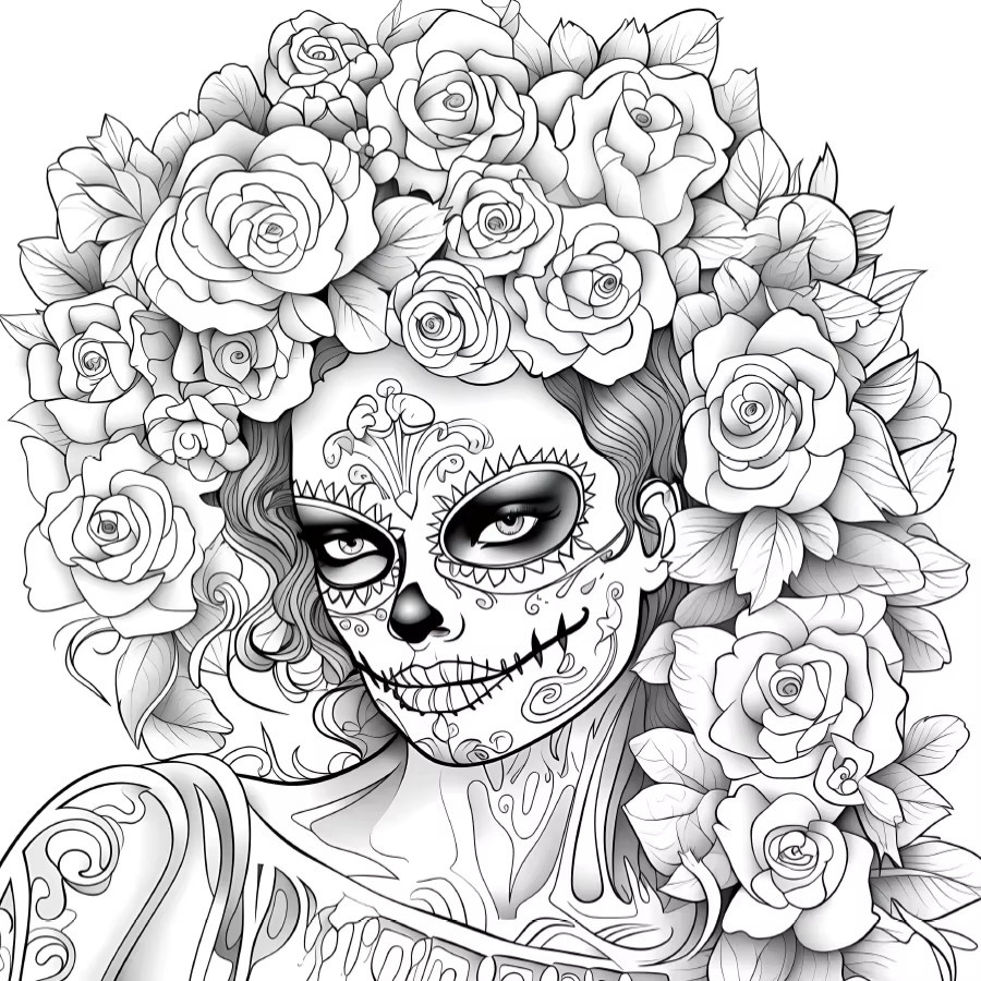 Malbuch für Erwachsene Sugar Skull mit 20 Blatt zum Ausmalen und Zeichnen - Bild 3