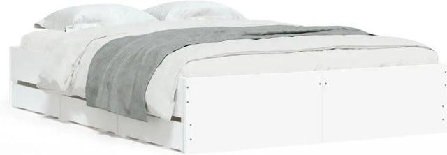 vidaXL Bettgestell mit Schubladen in Weiß aus Holzwerkstoff, B/T: 120 x 190 cm - Bild 1