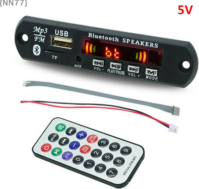 FEB-NN77 Bluetooth 5.0 MP3-Modul mit USB, TF, FM Radio und Fernbedienung in Schwarz - Bild 1