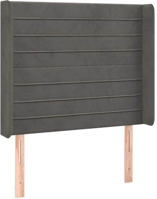 vidaXL Kopfteil mit Ohren in Dunkelgrau aus Samt, B/T/H: 83 x 16 x 118/128 cm - Bild 1