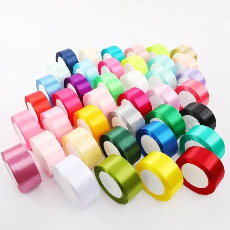 Merylover Satinbänder für Hochzeiten und DIY-Dekorationen, Breite: 4 cm, Länge: 22,87 m, Farben: Weiß, Rot, Grün, Blau und Mehrfarbig - Bild 3
