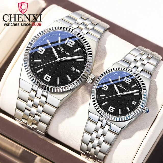 CHENXI Armbanduhr, Quarz, Edelstahl, Silber, Herren, Datum - Bild 1