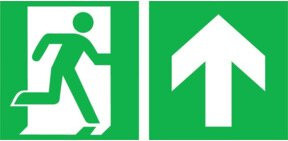 SafetyMarking Fluchtwegschild Notausgang rechts mit Pfeil gerade aus Aluminium, Farbe: Grün, B: 40 cm, H: 20 cm - Bild 1