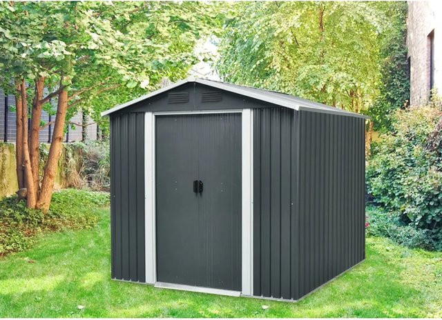 Pergart Metall-Gerätehaus Dresden II 86 mit Satteldach in Schwarz, 3,66 m² - Bild 1