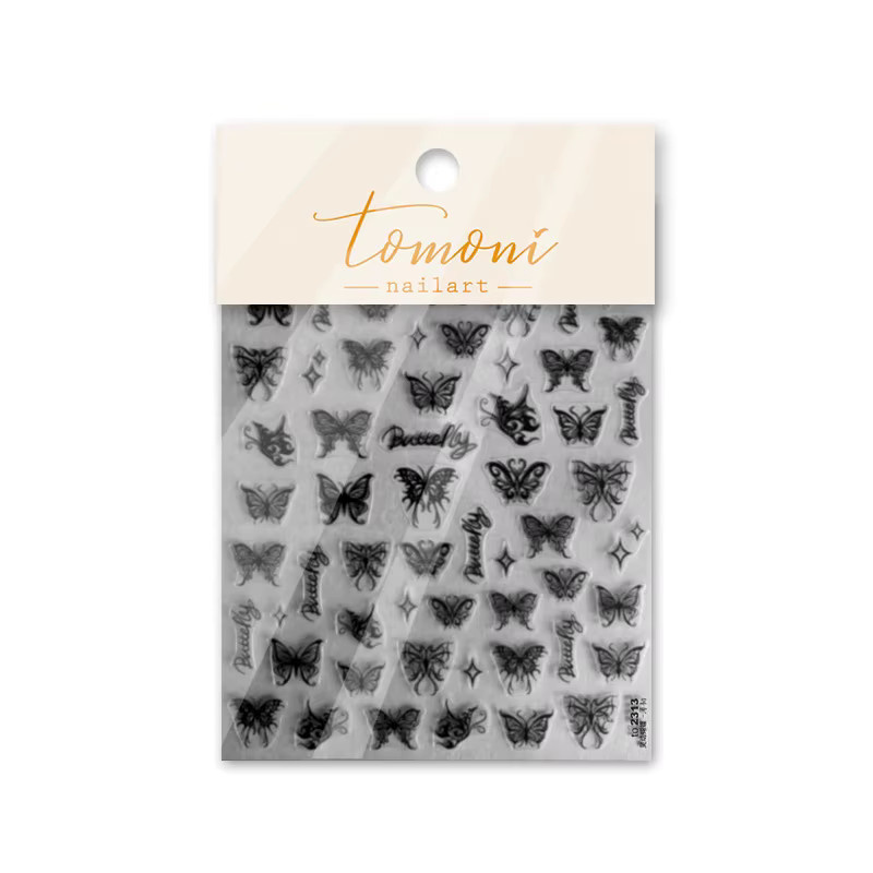 5dhigh Nagelaufkleber Schmetterling, schwarz und weiß, matt, Unisex - Bild 5