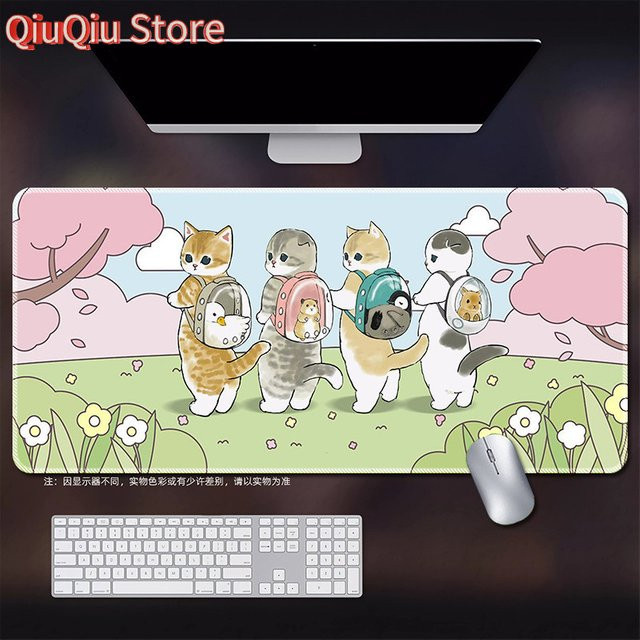 Potdemiel Mauspad mit niedlichem Katzen-Cartoon-Design in Multicolour für Computer und Büro - Bild 1