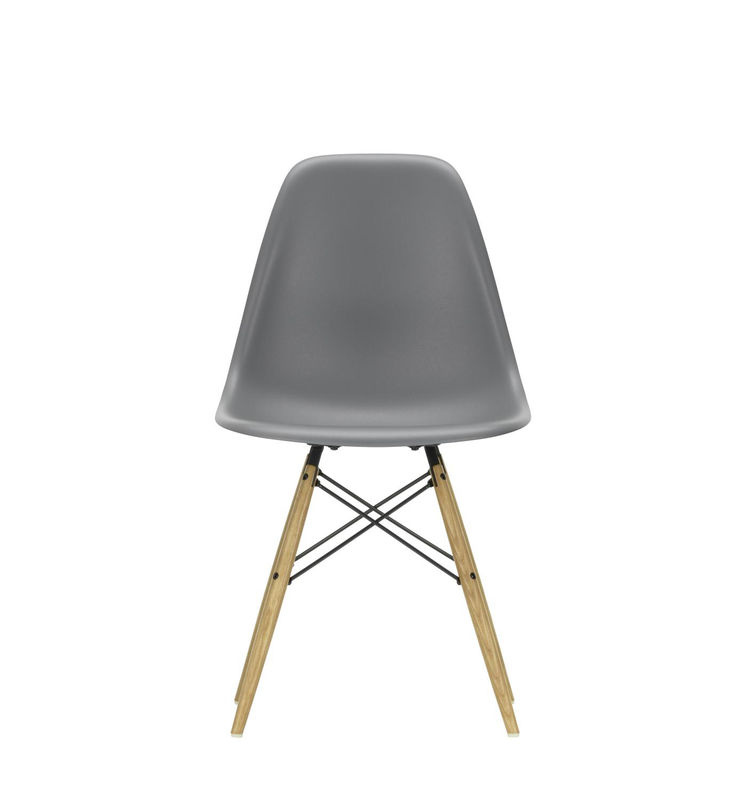 Vitra DSW Eames Plastic Side Chair in Grau mit Holzbeinen und mattem Kunststoff - Bild 2