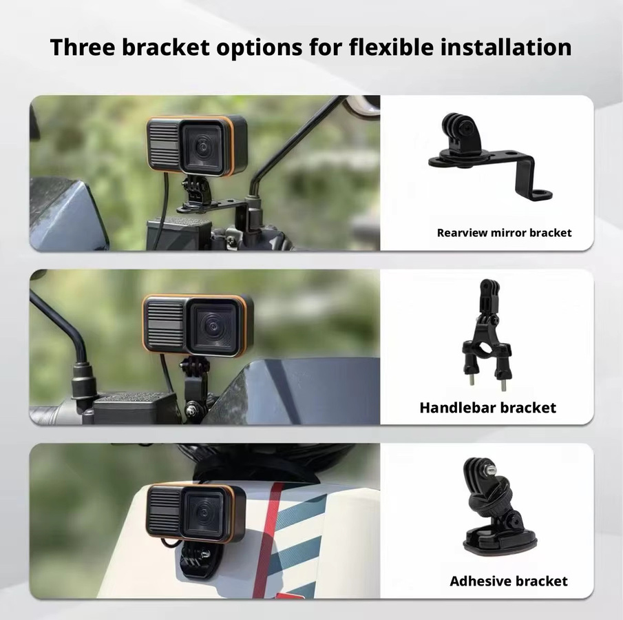 Wasserdichte Motorrad-Dashcam mit 4K UHD Vorne und 1080P Hinten, kabelgebundene Doppelkamera mit WLAN und Nachtsicht, Schwarz - Bild 4