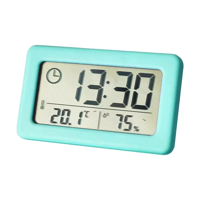 Digitaler Wecker mit Hygrometer und Thermometer, tragbares und wandmontiertes Mini-Elektronik-Gerät aus Kunststoff in Weiß oder Mehrfarbig - Bild 2