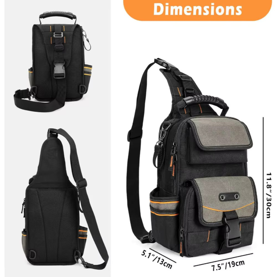 Elektriker-Werkzeugtasche Organizer in Schwarz mit ergonomischem Griff und Schultergurt, B/T/H: 30,0 x 19,0 x 13,0 cm - Bild 4
