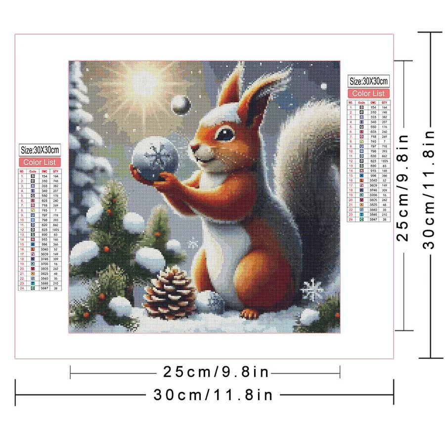 AZQSD 5D DIY Diamantmalerei Set Winter Eichhörnchen im Schnee mit quadratischen Steinen - Bild 2