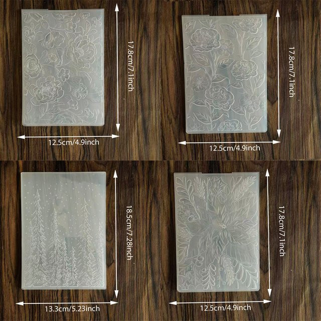 Retro Floral 2D/3D Prägeordner aus transparentem Kunststoff für Scrapbooking und Kartenherstellung - Bild 1
