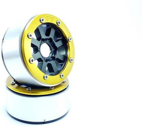 Metsafil Hammer Crawler Felgen 1:10 aus Aluminium Schwarz/Gold 1 Paar - Bild 1