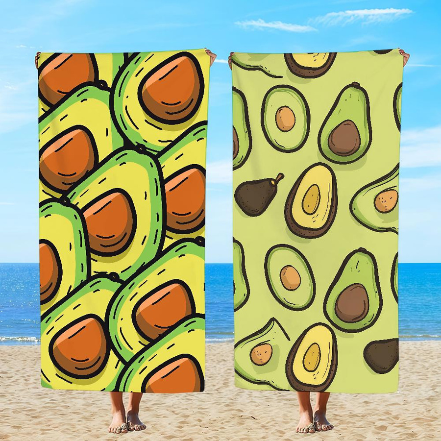 Schnelltrocknendes Handtuch mit Avocado-Motiv in Weiß, B: 30 cm, H: 60 cm - Bild 2