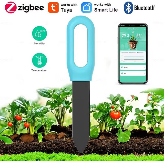 Tuya Zigbee Boden-Sensor für Smart Home: Intelligenter Temperatur- und Feuchtigkeitstester für Pflanzen und Garten zur Echtzeit-Überwachung - Bild 1