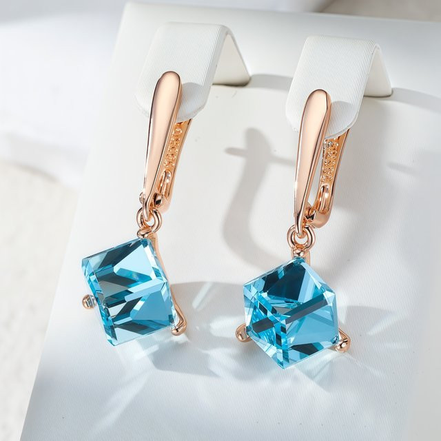 Wbmqda Tropfenohrringe, 585 Roségold, Blauer Stein, Damen - Bild 1