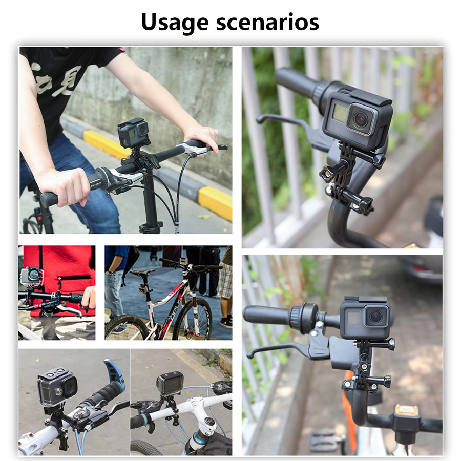 Action Kamera Halterung Kit für GoPro und YI in Schwarz zur Montage an Fahrrad Lenker oder Sattelstütze - Bild 3