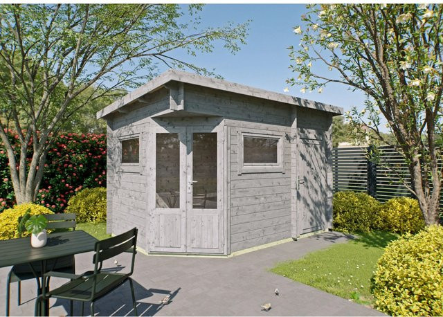 Fjordholz Gartenhaus Modell Leva 2D als 5-Eck aus Holz in Grau, imprägniert - Bild 1