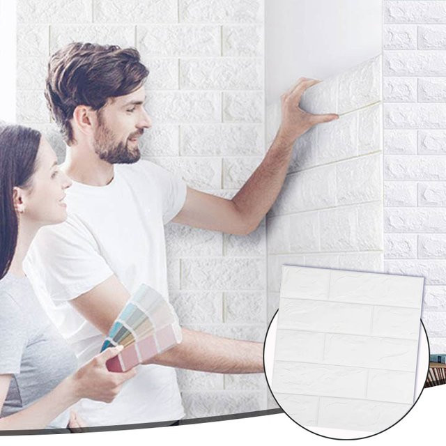Wasserdichte 3D-Stereo Selbstklebende Tapete von ctzsoop in Weiß mit geometrischem Design aus Vinyl für Wohnzimmer, Schlafzimmer, Küche und Badezimmer - Bild 1