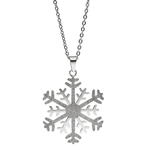 Colfem Collier Kette mit Anhänger Schneeflocke, Edelstahl, bicolor, 42 cm, Unisex - Bild 1