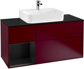 V&B Waschtischunterschrank Finion mit Wandbeleuchtung und Regal in Blau Matt, Breite: 120 cm, Tiefe: 50,1 cm, Höhe: 50,1 cm - Bild 1