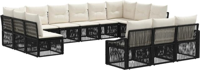 vidaXL Gartensofa-Set 13-teilig in Schwarz aus Poly-Rattan mit Polsterung und Metallgestell in U-Form - Bild 1