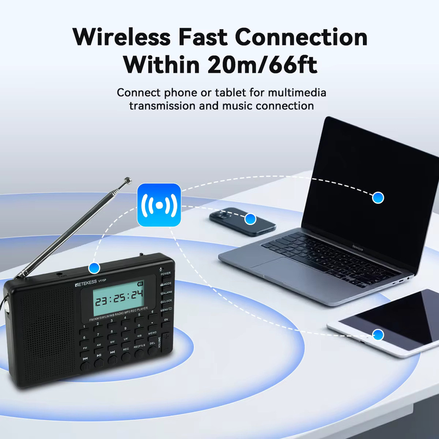 RETEKESS V115 Digitales Radio mit Recorder Funktion in Schwarz für lokalen Empfang und Interviewaufnahmen - Bild 4