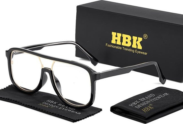 HBK Retro Korrektionsbrille, Unisex, Vollrand, Square, Metall, Gray - Bild 1