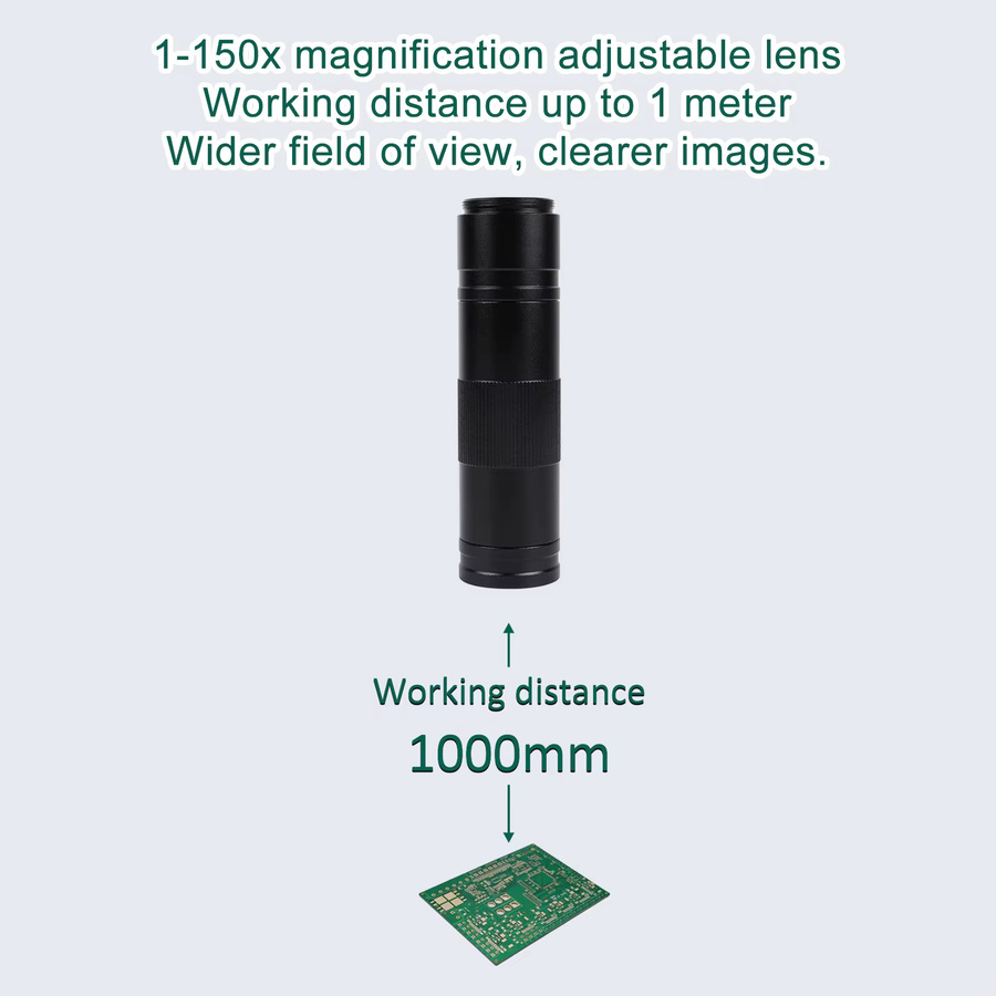 YIZHAN Digitales Elektronisches Mikroskop mit 48MP 4K Kamera, HDMI und USB Software, 1-150x Objektiv mit Upgrade Gelenkarm zum Löten - Bild 4