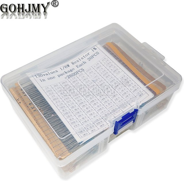 GOHJMY Widerstands Set mit 2600 Stück, 130 Werte à 20 Stück, 1/6W Metallfilm-Widerstände, Multicolor - Bild 1