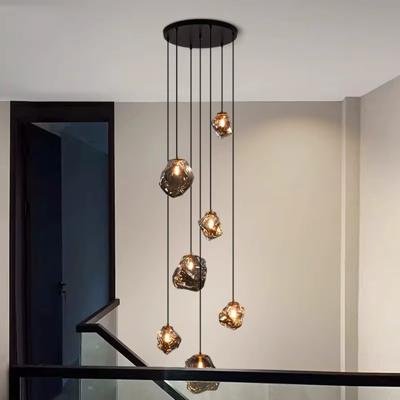 Joemade Moderne LED-Pendelleuchte aus Glas für Wohnzimmer und Treppenhaus in Gold/Messing oder Schwarz - Bild 2