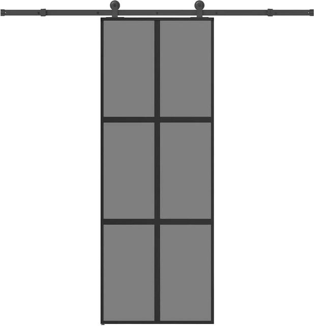 vidaXL Schiebetür aus Hartglas und Aluminium in Schwarz, Grau und Transparent, B: 76 cm, H: 205 cm - Bild 1