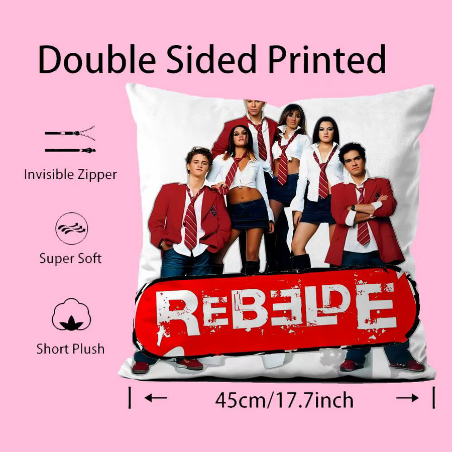 RBD R-rebelde Album Kissenbezug aus seidigem Kurzplüsch mit unsichtbarem Reißverschluss und Anti-Dustmite-Schutz - Bild 4