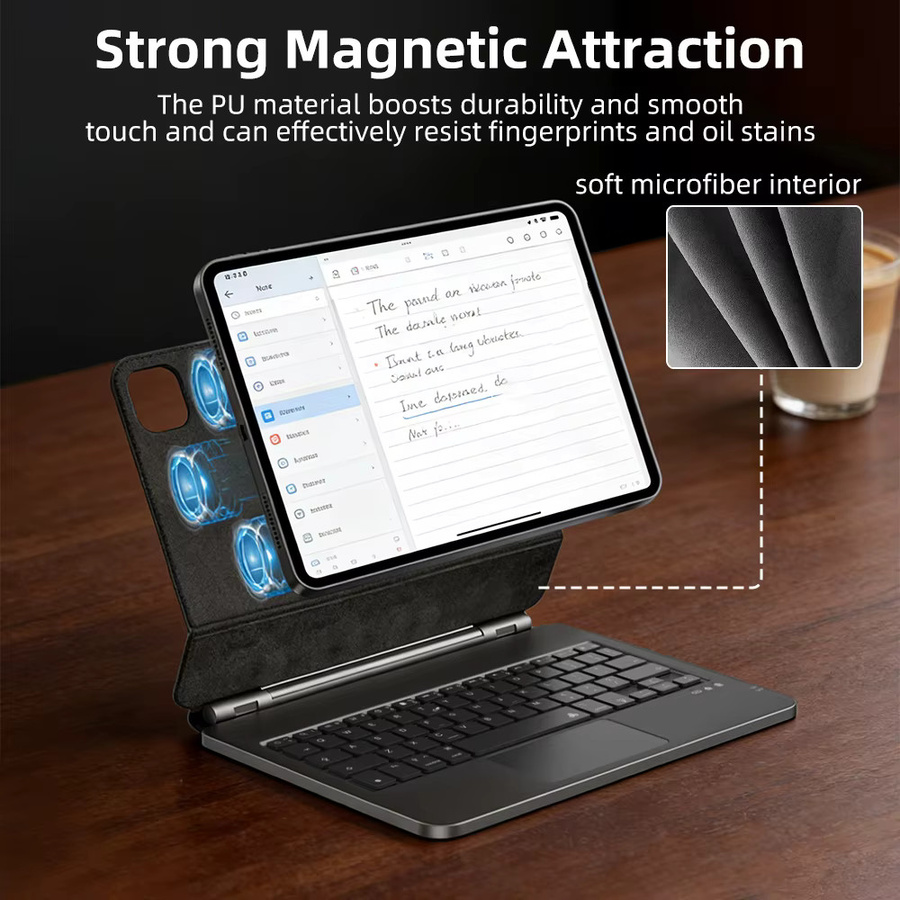 Smart Magic Keyboard Hülle für iPad Air 6 2025 13 Zoll, kompatibel mit iPad Pro 11, 12,9, Pro 13, Air 4, Air 5 und iPad 10. Generation, Farbe: Schwarz, Marke: READYYEAH - Bild 2