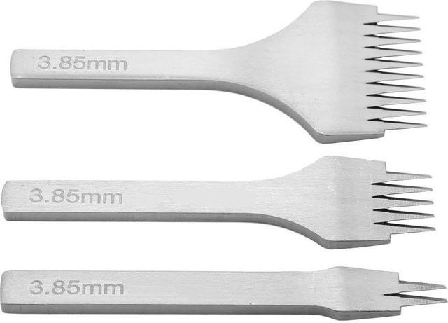 DIYelecs Lochwerkzeug-Set aus Edelstahl für Lederhandwerk, Schnürstich-Meißel-Set, Farbe: Silber, Durchmesser: 3,85 mm - Bild 1