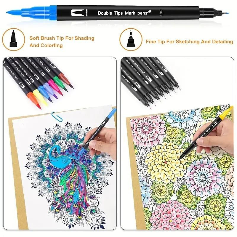 Uniklo Aquarell-Pinselmarker mit Doppelspitze, 120 Farben in Schwarz und Multicolour - Bild 6