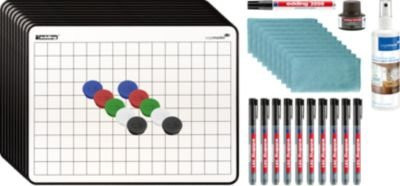 Legamaster Lerntafel Starterset 43-teilig, magnetische Whiteboards in Weiß, 2-seitig blanko und kariert, B 30,5 cm x H 22,9 cm - Bild 1