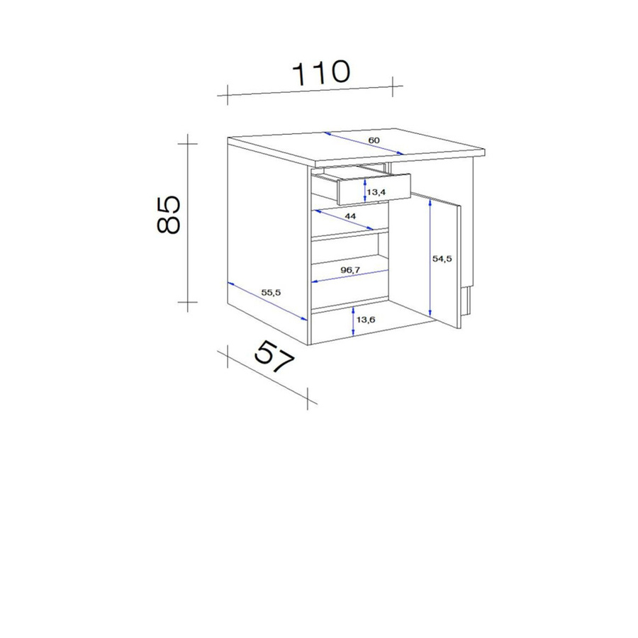 Flex-Well Küchen-Eck-Unterschrank Avila in Magnolie matt und Lancelot Oak, B/H/T: 110 x 85 x 60 cm - Bild 2