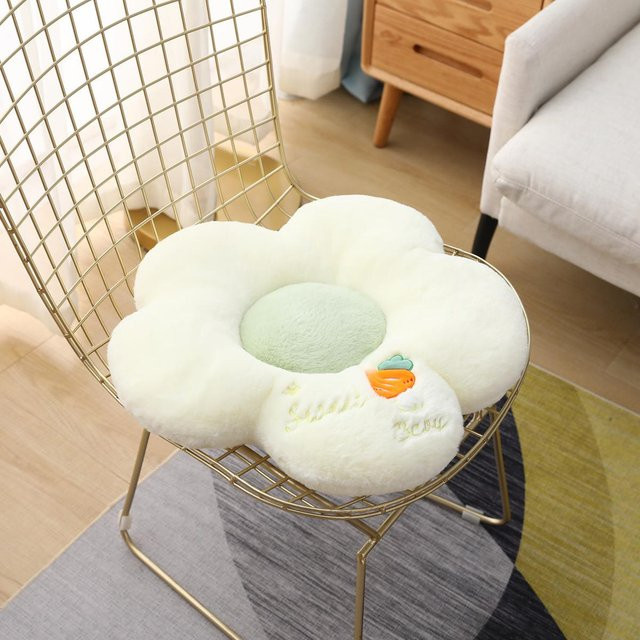 Weißes gefülltes Blumensitzkissen aus Plüsch, rundes Bodensitzkissen und Tatami-Kissen mit Durchmesser: 50 cm - Bild 1