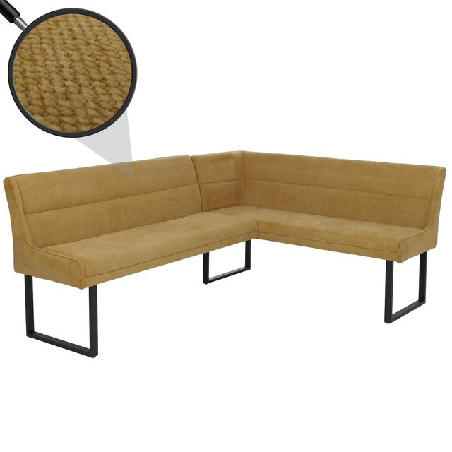 MCW Eckbank O81 Esszimmerbank aus Metall und Chenille Stoff in Senfgelb B/T/H: 210 x 159 x 84 cm - Bild 1