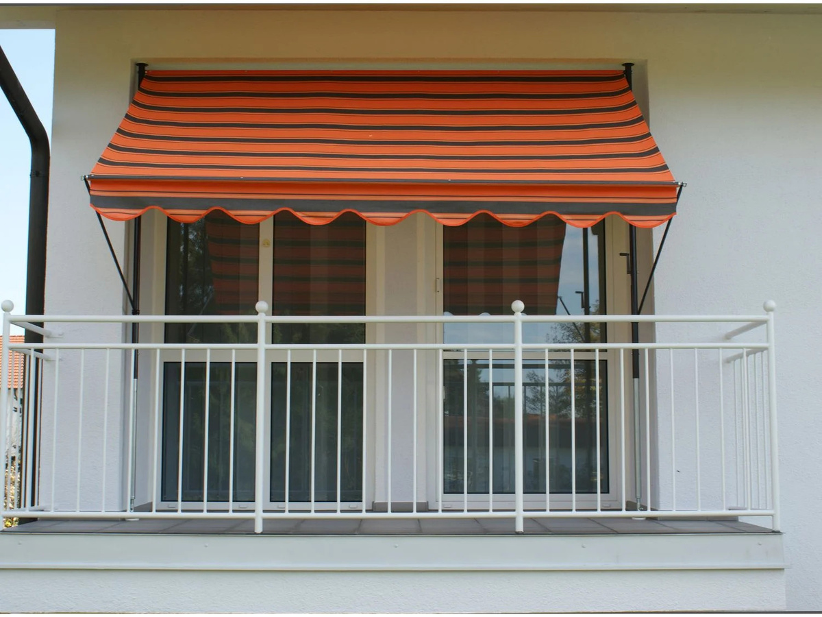 Angerer Klemmmarkise in Braun-Orange gestreift, Breite: 200 cm - Bild 3