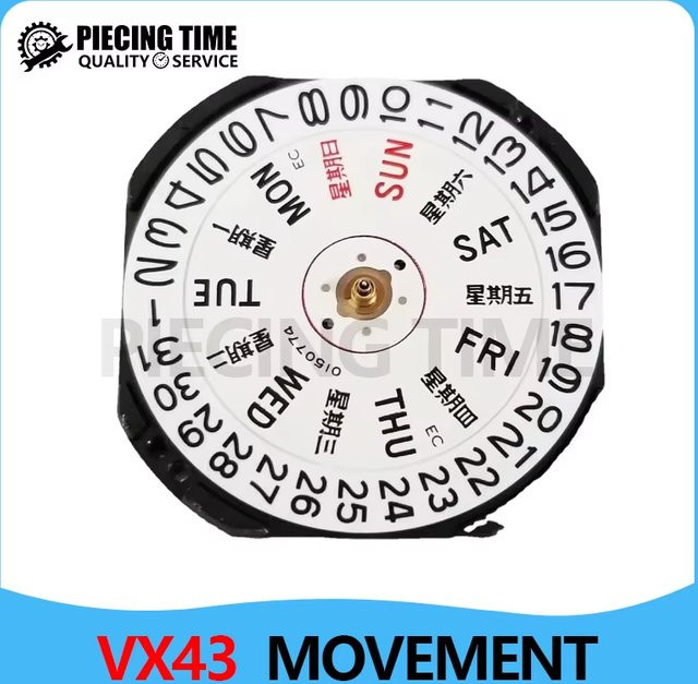 DOMEN Uhrenreparaturteile VX43E, Quarzwerk, 3-Uhr-Datumswerk, Dual-Datumsuhr - Bild 1