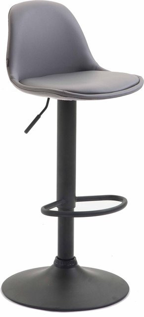 TPFLiving Barhocker Kilian in Grau mit schwarzem Gestell aus Metall und Kunstleder, Höhe: 104 cm, Breite: 43 cm, Tiefe: 43 cm - Bild 1