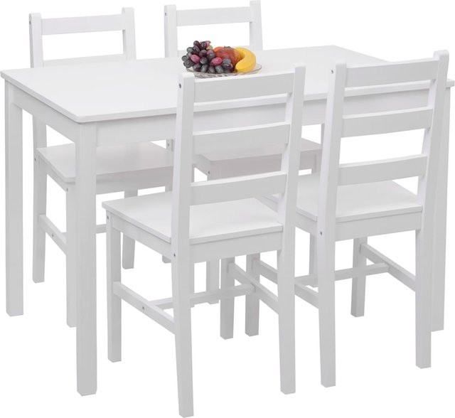 Esszimmer-Set MCW-F77 aus Massiv-Holz im Landhausstil, weiß - Bild 1