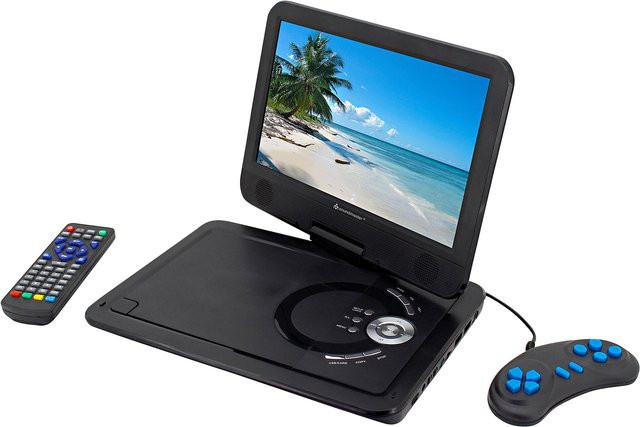 Soundmaster PDB1910SW Tragbarer DVD Player in Schwarz mit 10,2 Zoll Display und USB-Anschlüssen - Bild 1