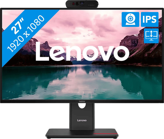 Lenovo ThinkVision T27-40 Monitor mit MC60 Webcam, 27 Zoll, Full HD, IPS, Schwarz - Bild 1