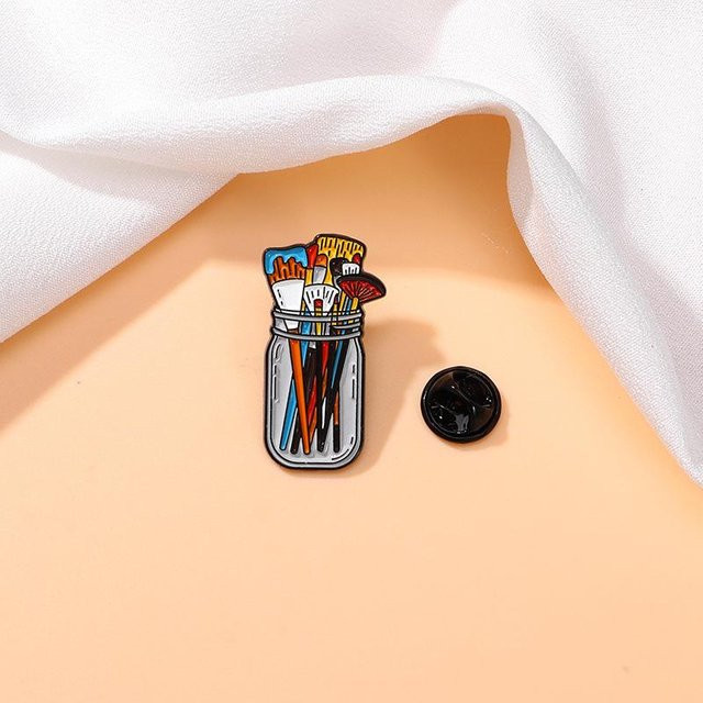 Emaille-Pinselstift Künstlerbrosche mit UV-Bildschirmdruck in Multicolour und Transparent aus Metall - Bild 1